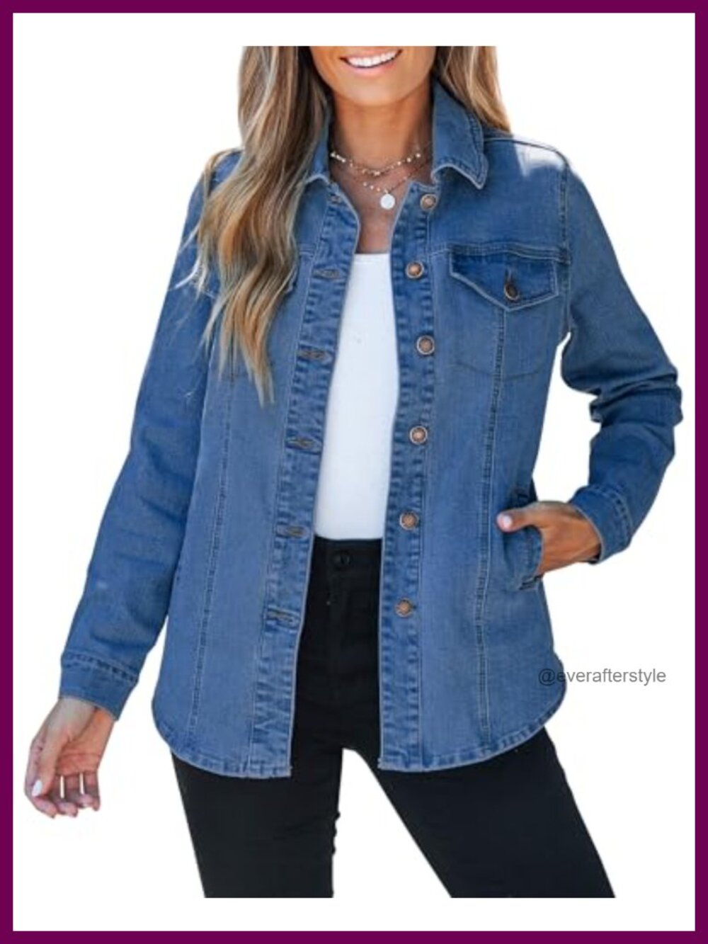 Oversized Denim Shacket Button Up Jean Jacket with Pockets